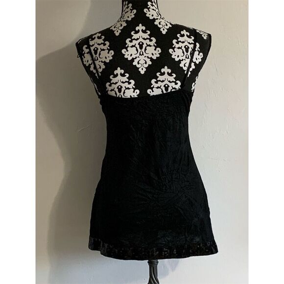 Black Arden B. Crinkle Sequins Top V-Neck Party Cocktail Evening M/L - Picture 6 of 16